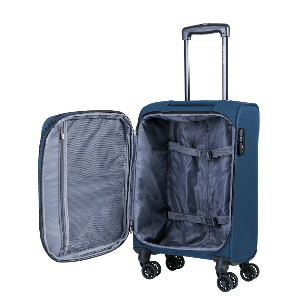 Bahia Spinner 20" Expandible en color azul, capacidad 12 Kg. - Mundobags