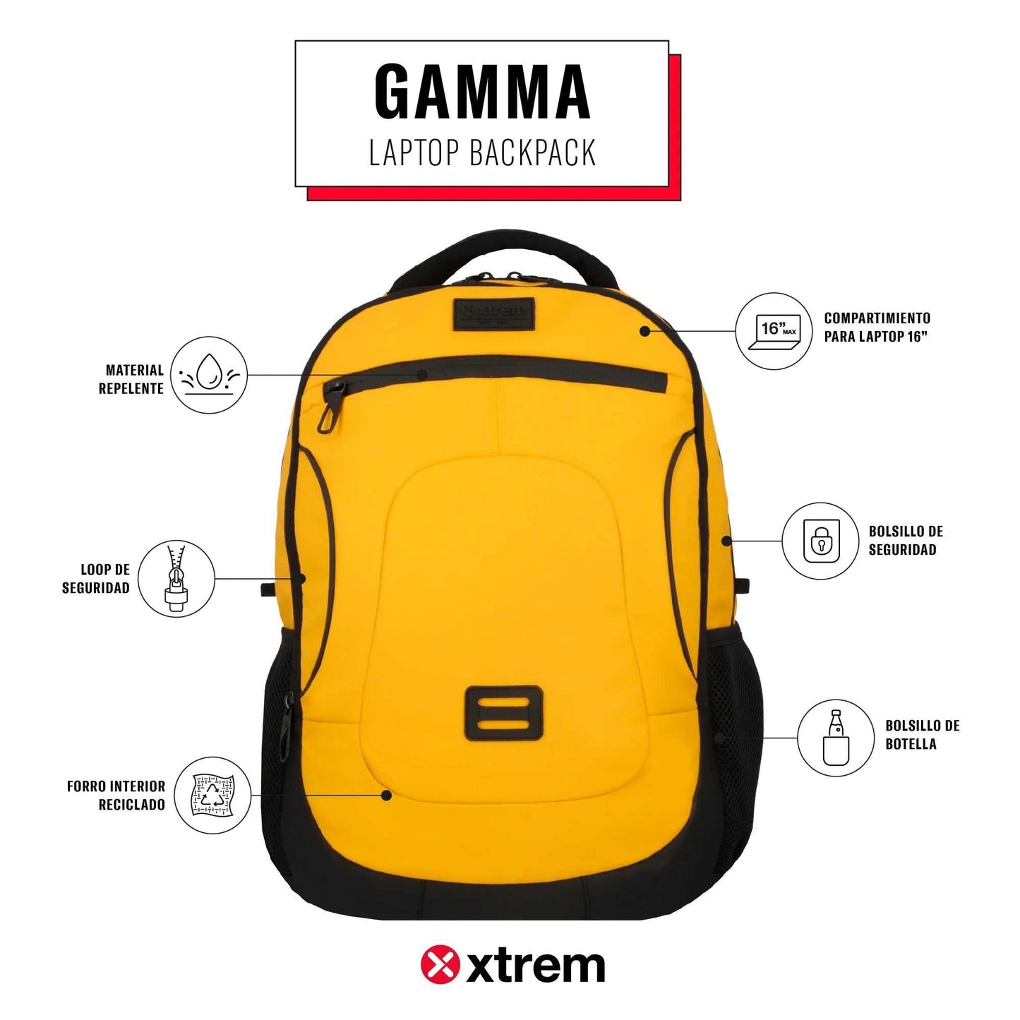 Morral para laptop 16" Gamma amarillo - Mundobags