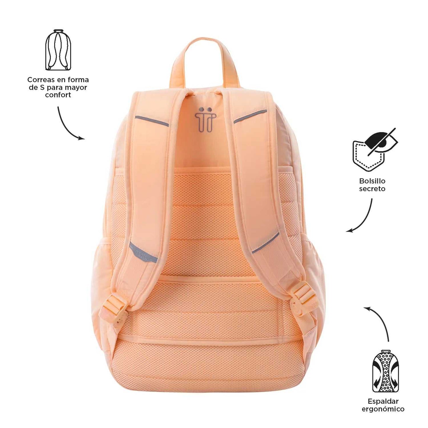 Morral Universitario Porta PC 14" Plaine Durazno Mujer - Mundobags