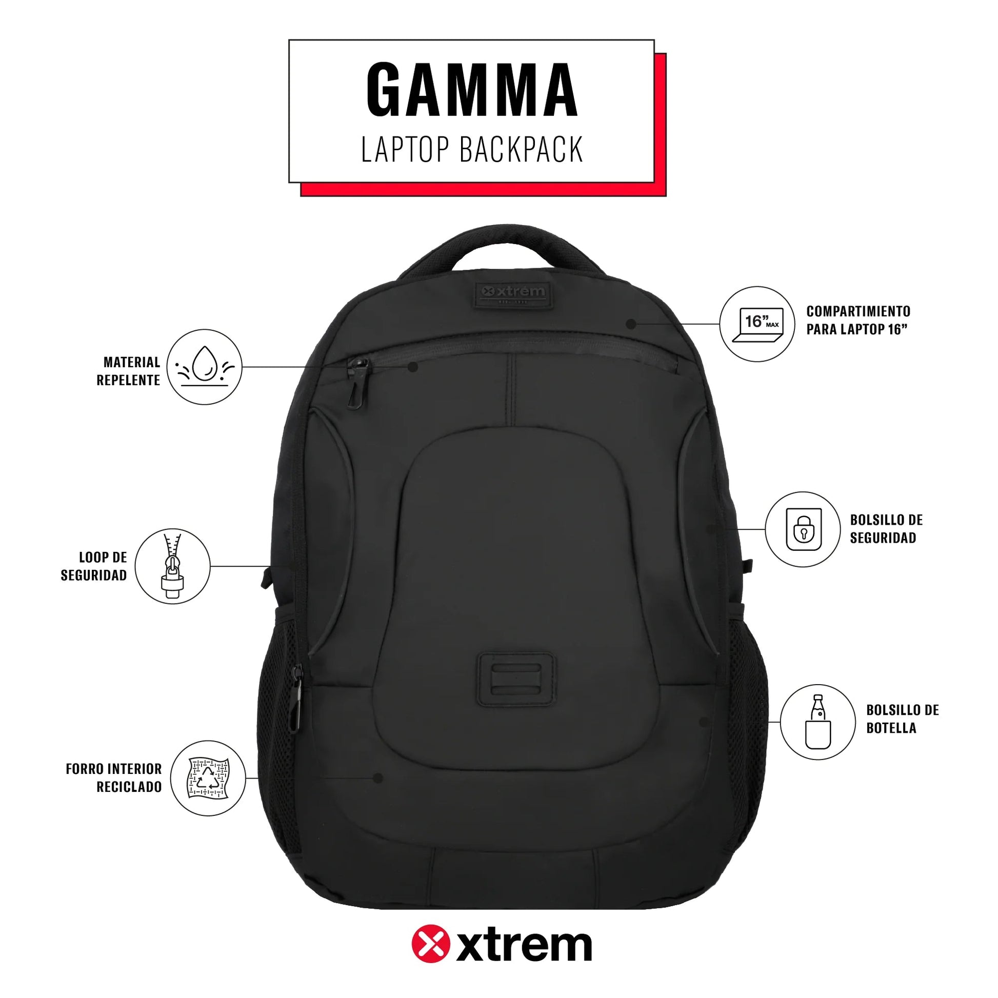 Morral para laptop 16" Gamma negro - Mundobags