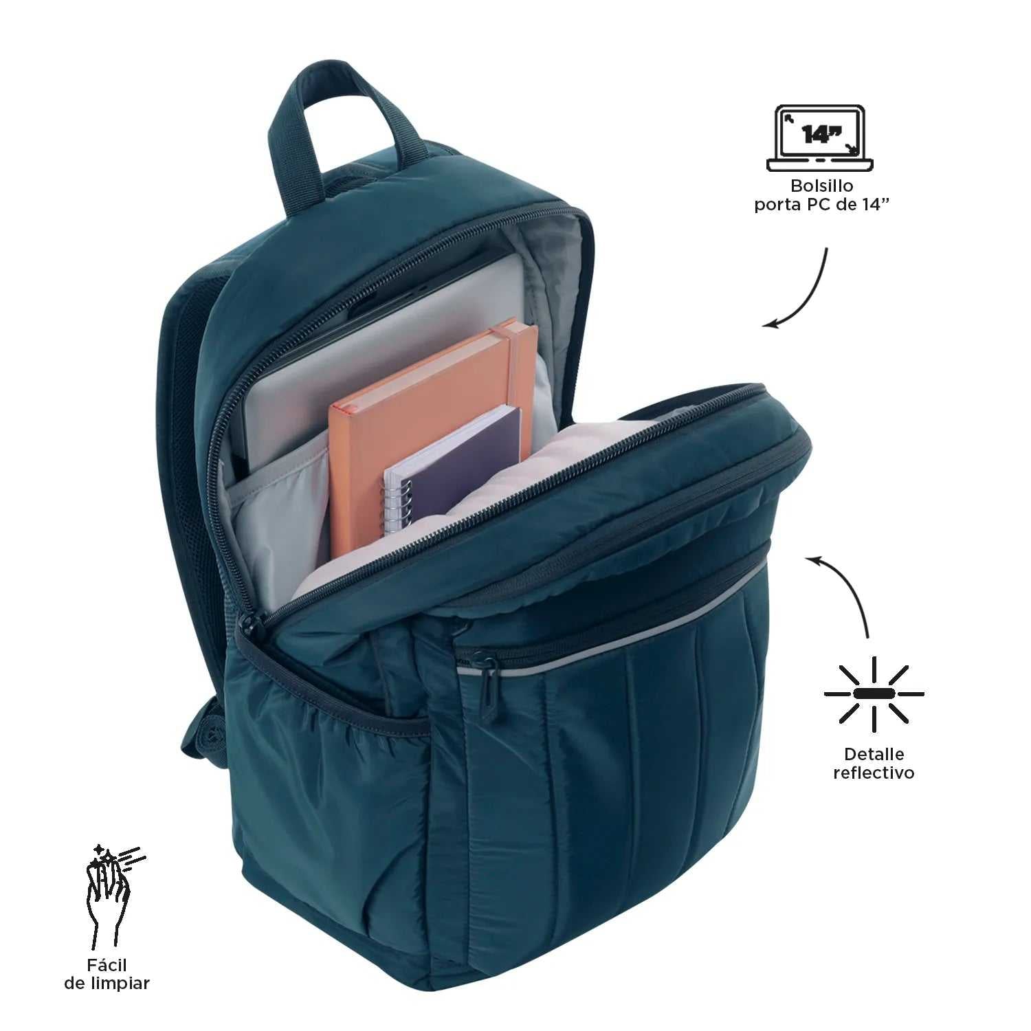 Morral Universitario Porta PC 14" Plaine Azul Mujer - Mundobags