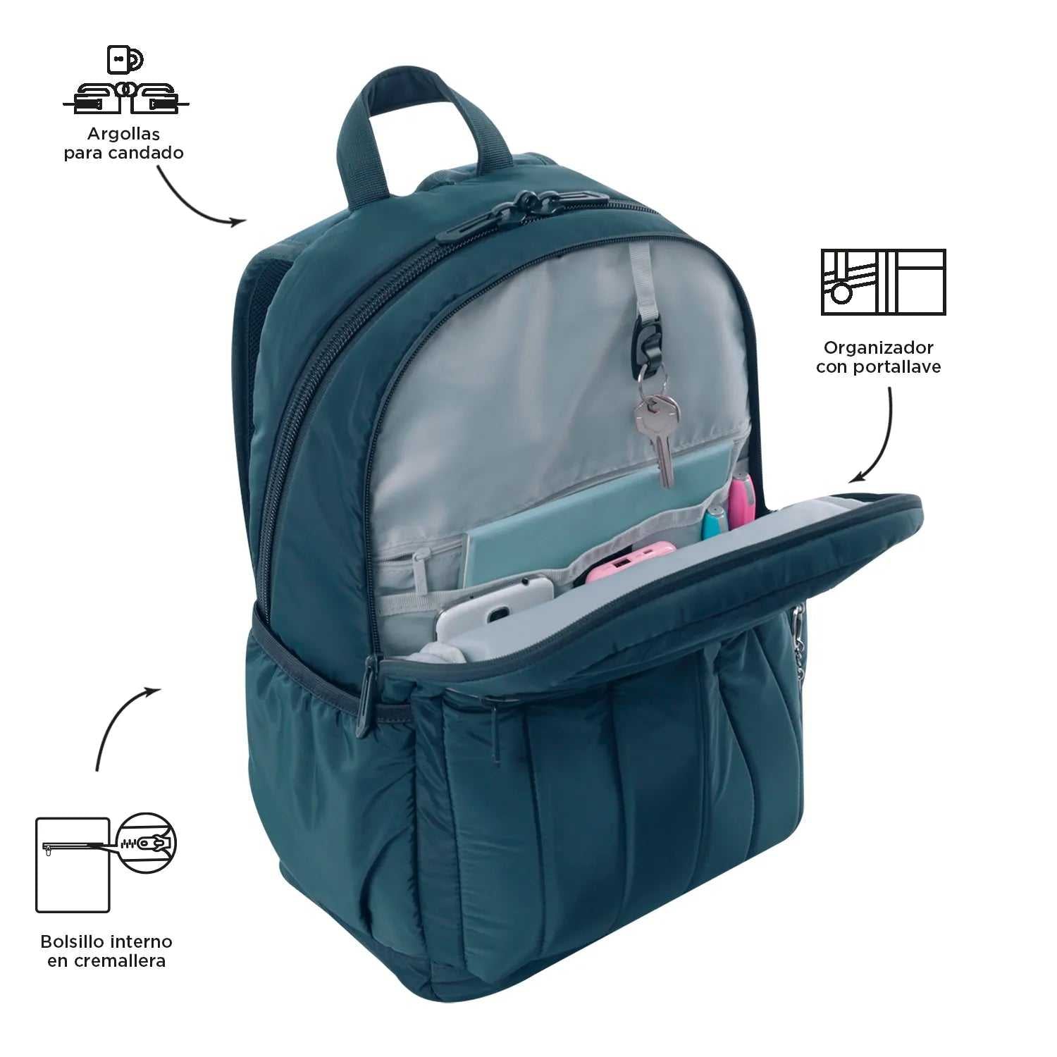 Morral Universitario Porta PC 14" Plaine Azul Mujer - Mundobags